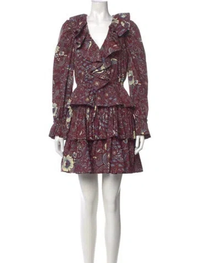 Pre-owned Ulla Johnson Printed Mini Dress In Burgundy