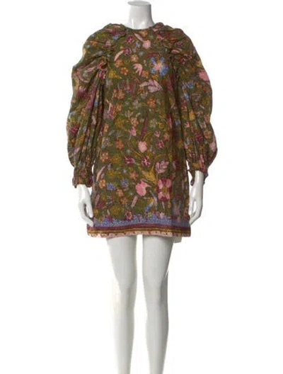Pre-owned Ulla Johnson Printed Mini Dress In Green
