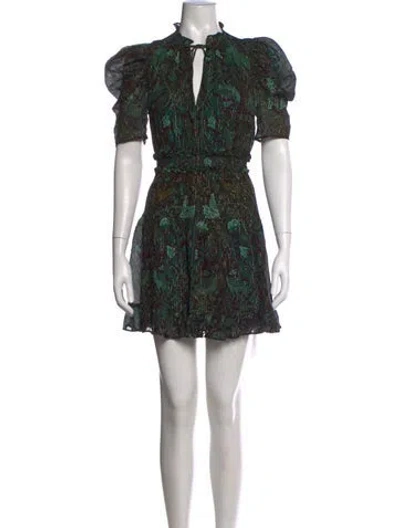 Pre-owned Ulla Johnson Printed Mini Dress In Green