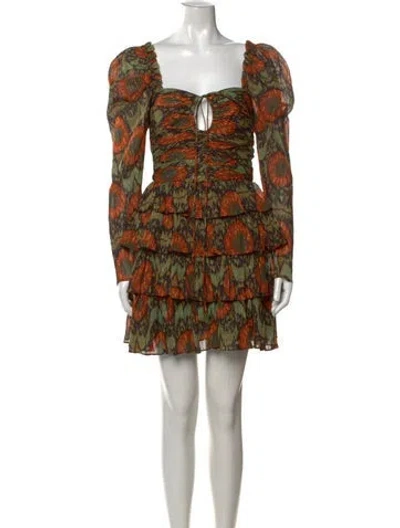 Pre-owned Ulla Johnson Printed Mini Dress In Metallic/neutrals