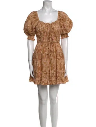 Pre-owned Ulla Johnson Printed Mini Dress In Neutral