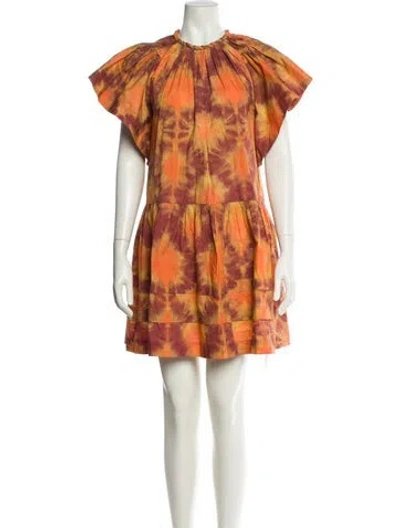 Pre-owned Ulla Johnson Printed Mini Dress In Orange