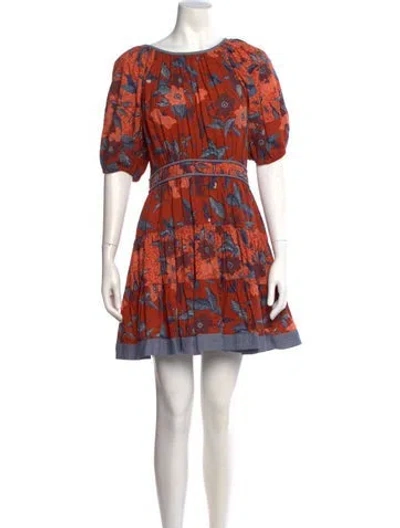 Pre-owned Ulla Johnson Printed Mini Dress In Orange