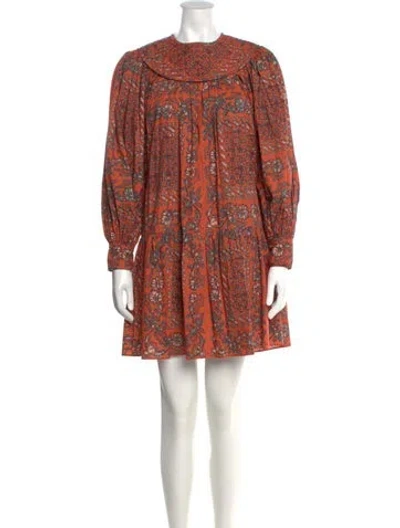 Pre-owned Ulla Johnson Printed Mini Dress In Orange