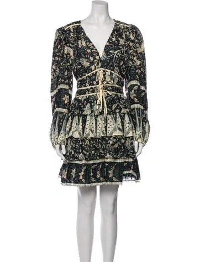 Pre-owned Ulla Johnson Printed Mini Dress W/ Tags In Black
