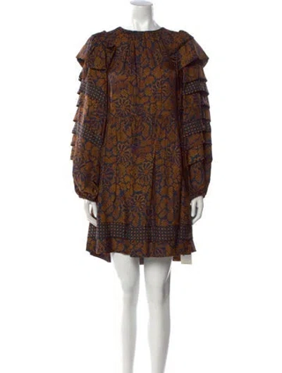 Pre-owned Ulla Johnson Printed Mini Dress W/ Tags In Blue
