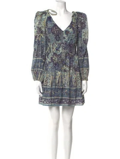 Pre-owned Ulla Johnson Printed Mini Dress W/ Tags In Blue