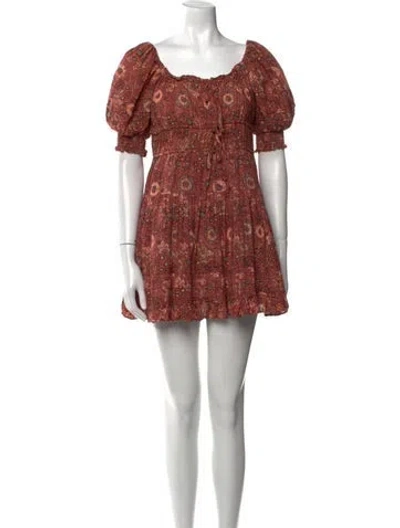 Pre-owned Ulla Johnson Printed Mini Dress W/ Tags In Burgundy