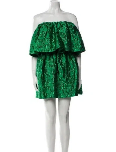 Pre-owned Ulla Johnson Printed Mini Dress W/ Tags In Green