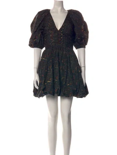 Pre-owned Ulla Johnson Printed Mini Dress W/ Tags In Green