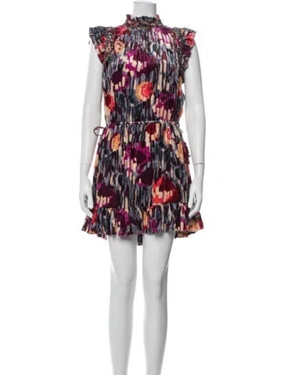 Pre-owned Ulla Johnson Printed Mini Dress W/ Tags In Purple