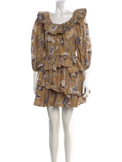 Pre-owned Ulla Johnson Printed Mini Dress In Yellow