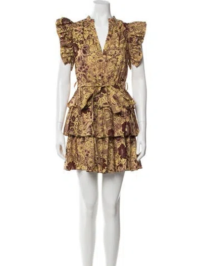Pre-owned Ulla Johnson Printed Mini Dress In Yellow