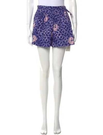Pre-owned Ulla Johnson Printed Mini Shorts W/ Tags In Blue