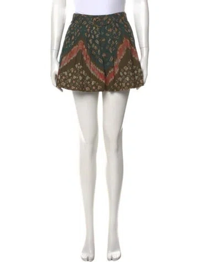 Pre-owned Ulla Johnson Printed Mini Shorts W/ Tags In Green