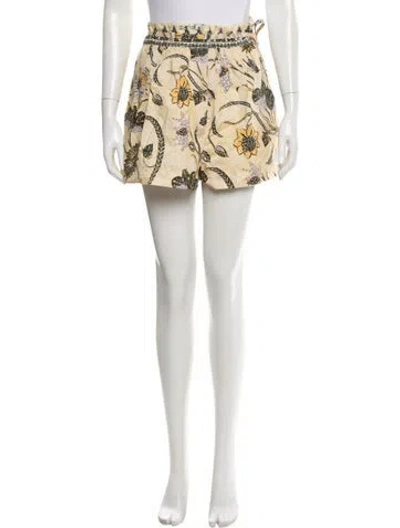 Pre-owned Ulla Johnson Printed Mini Shorts In Yellow