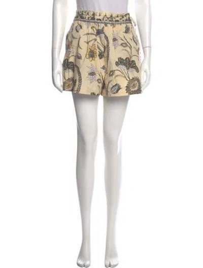 Pre-owned Ulla Johnson Printed Mini Shorts In Yellow