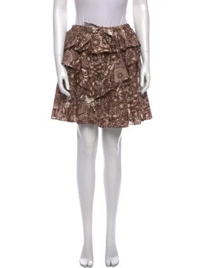Pre-owned Ulla Johnson Printed Mini Skirt In Brown