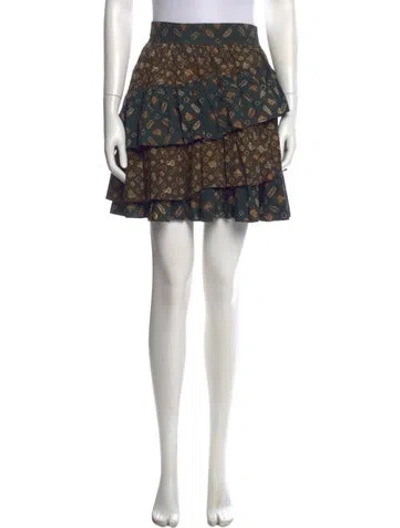Pre-owned Ulla Johnson Printed Mini Skirt In Green