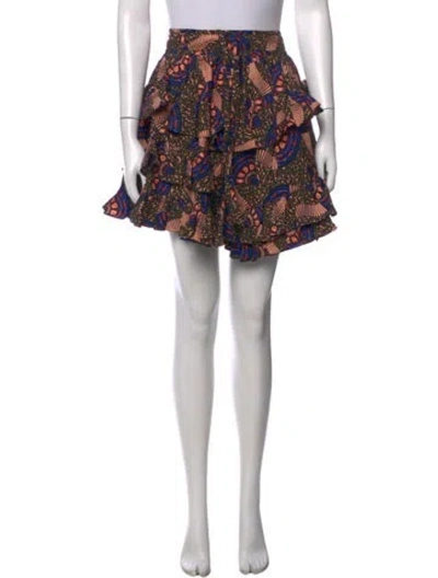 Pre-owned Ulla Johnson Printed Mini Skirt W/ Tags In Green/neutrals
