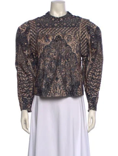 Pre-owned Ulla Johnson Printed Mock Neck Blouse