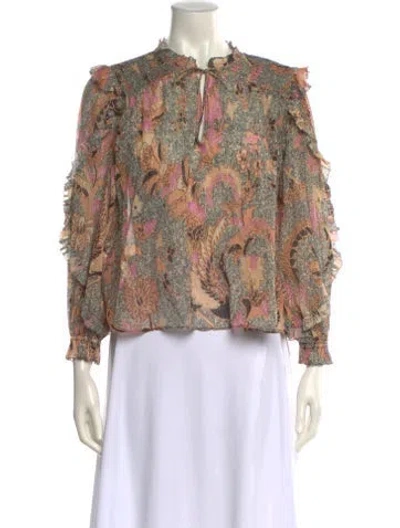 Pre-owned Ulla Johnson Printed Mock Neck Blouse