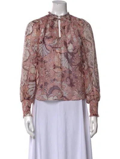 Pre-owned Ulla Johnson Printed Mock Neck Blouse