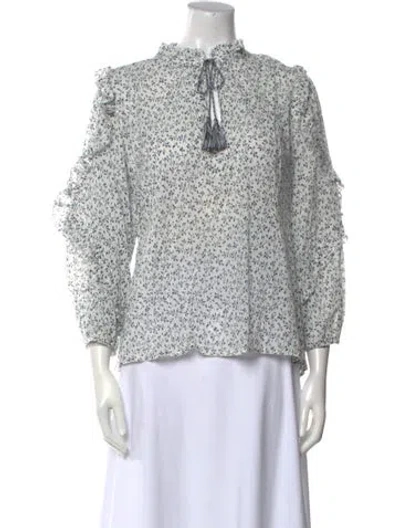 Pre-owned Ulla Johnson Printed Mock Neck Blouse In Multi
