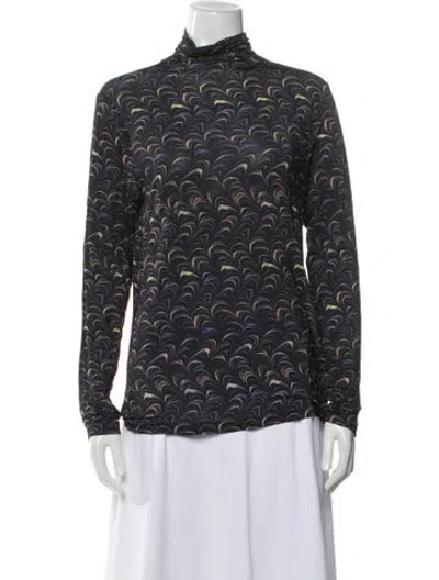 Pre-owned Ulla Johnson Printed Mock Neck Blouse In Multi