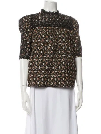 Pre-owned Ulla Johnson Printed Mock Neck Blouse In Multi