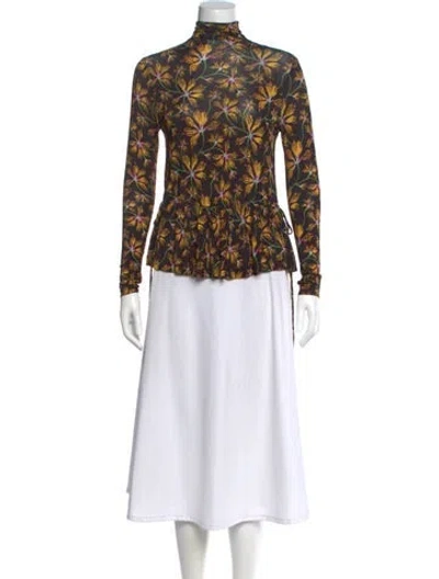 Pre-owned Ulla Johnson Printed Mock Neck Blouse In Multi