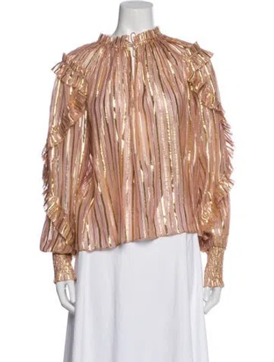 Pre-owned Ulla Johnson Printed Mock Neck Blouse In Multi