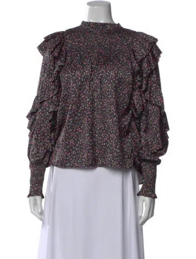 Pre-owned Ulla Johnson Printed Mock Neck Blouse In Multi