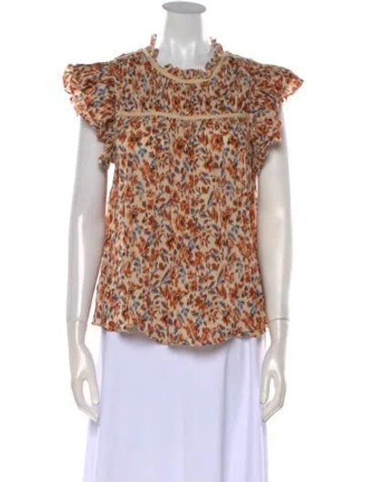 Pre-owned Ulla Johnson Printed Mock Neck Blouse In Neutral