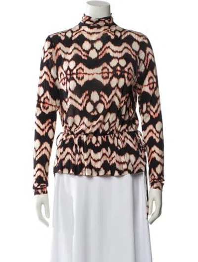 Pre-owned Ulla Johnson Printed Mock Neck Blouse In White