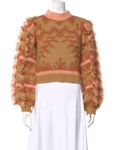 Pre-owned Ulla Johnson Printed Mock Neck Sweater In Orange