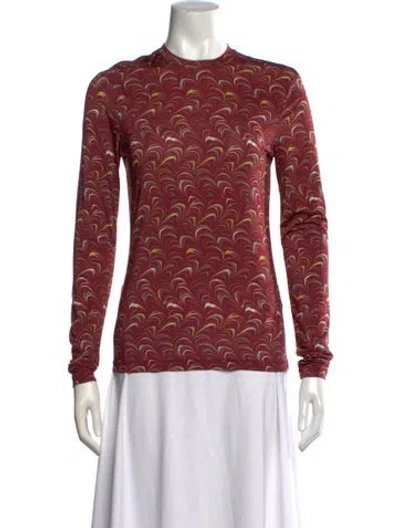 Pre-owned Ulla Johnson Printed Mock Neck Top In Burgundy