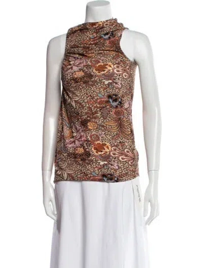 Pre-owned Ulla Johnson Printed Mock Neck Top In Multi