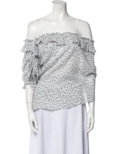 Pre-owned Ulla Johnson Printed Off-the-shoulder Blouse In Multi