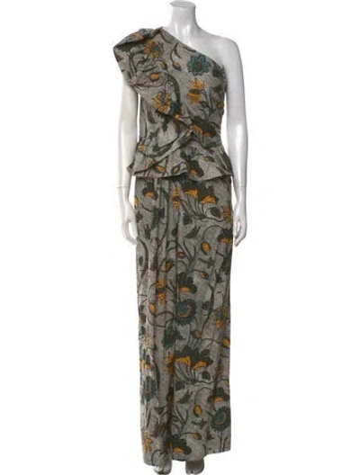 Pre-owned Ulla Johnson Printed One-shoulder Jumpsuit In Multi