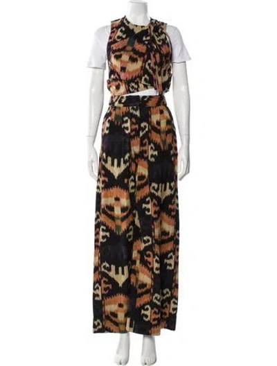 Pre-owned Ulla Johnson Printed Pant Set W/ Tags In Black