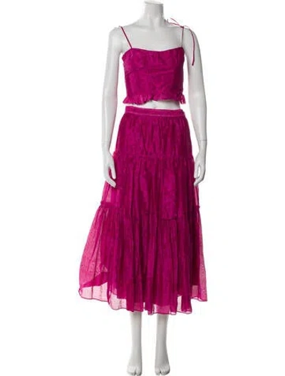 Pre-owned Ulla Johnson Printed Pleated Accents Skirt Set In Pink