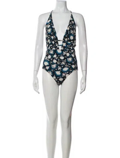 Pre-owned Ulla Johnson Printed Ruffle Embellishment One-piece In Blue