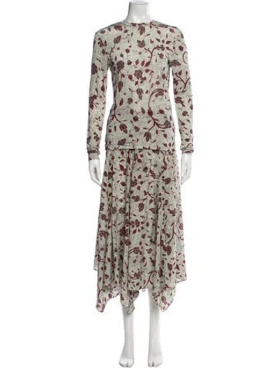 Pre-owned Ulla Johnson Printed Ruffle Embellishment Skirt Set In Red