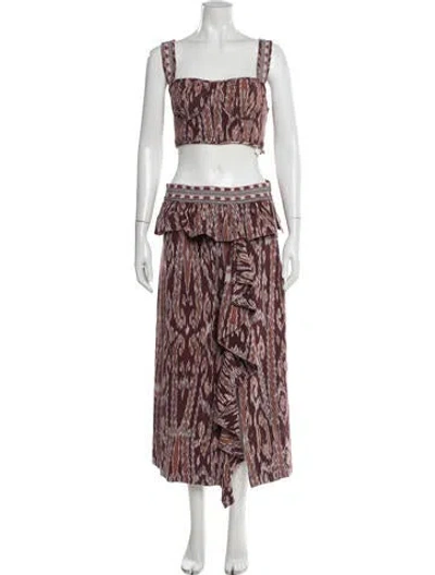 Pre-owned Ulla Johnson Printed Ruffle Embellishment Skirt Set In Red