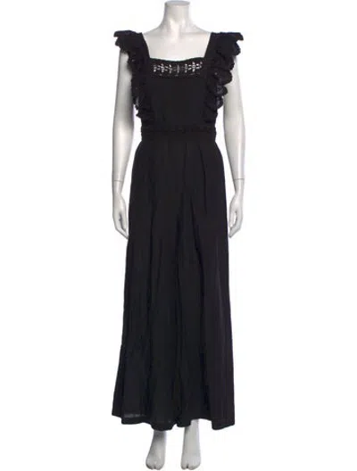 Pre-owned Ulla Johnson Printed Scoop Neck Jumpsuit In Black