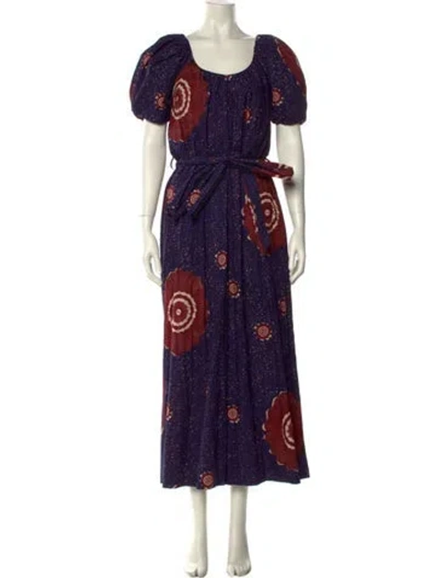 Pre-owned Ulla Johnson Printed Scoop Neck Jumpsuit In Blue