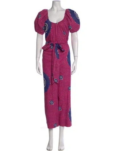 Pre-owned Ulla Johnson Printed Scoop Neck Jumpsuit In Pink
