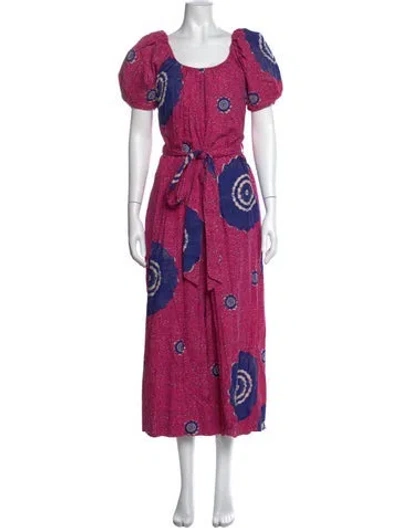 Pre-owned Ulla Johnson Printed Scoop Neck Jumpsuit In Pink