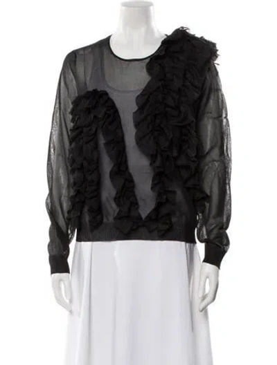 Pre-owned Ulla Johnson Printed Scoop Neck Sweater In Black